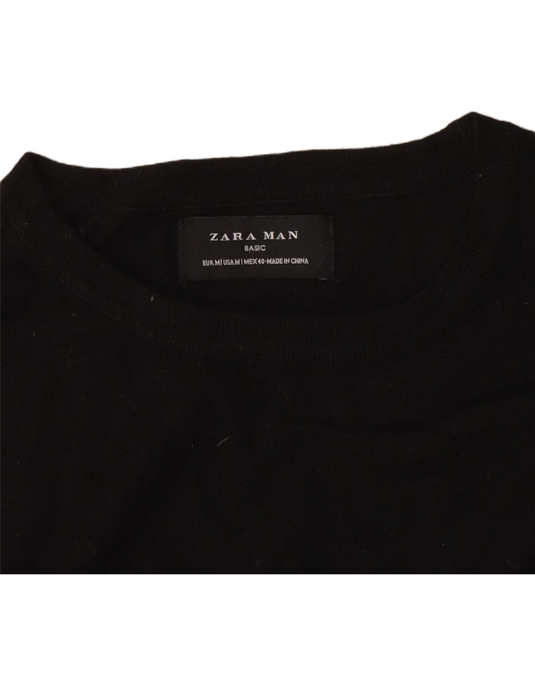 Zara Suéter masculino com gola redonda, preto médio
