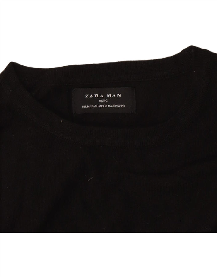 Zara Suéter masculino com gola redonda, preto médio