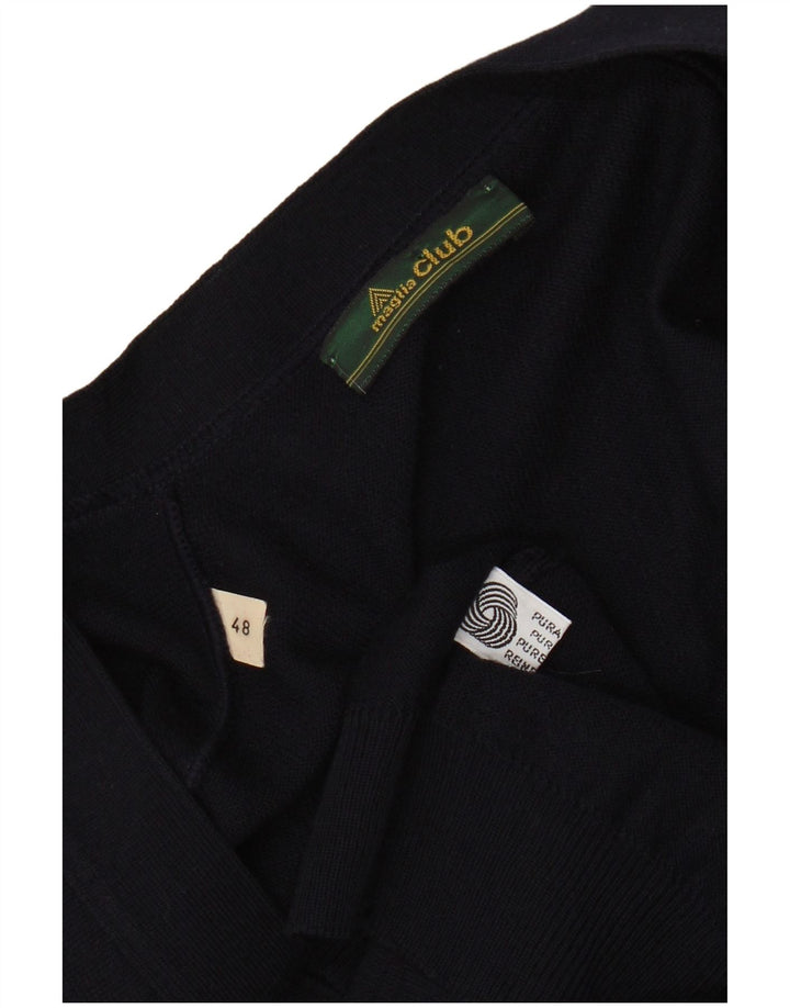 Suéter cardigã masculino sem mangas MAGLIA CLUB IT 48 lã azul marinho médio