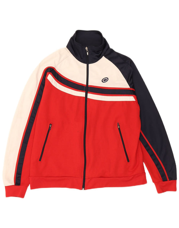 Lotto Womens Tracksuit Top Jacket UK 16 Grande bloco colorido vermelho
