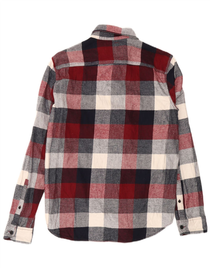 Camisa masculina de flanela Hollister médio algodão gingham cor de vinho