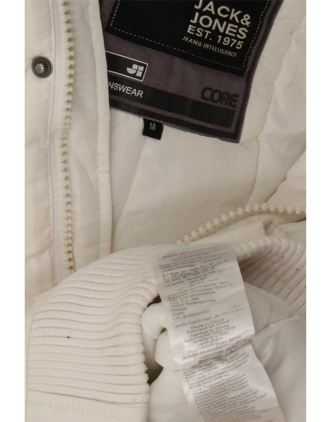 Jaqueta bomber masculina com capuz Jack & Jones Reino Unido 38 poliéster branco médio