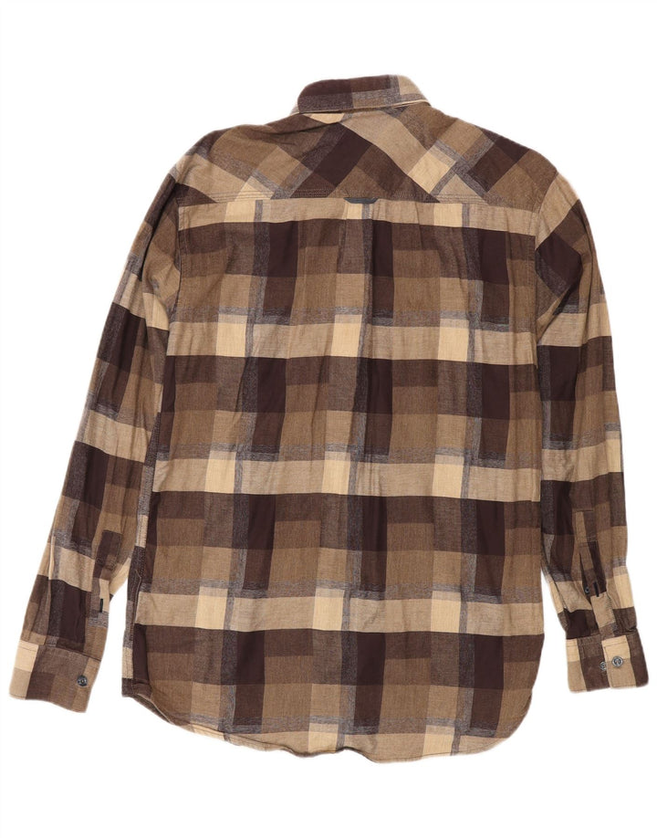 Camisa masculina de flanela Gant Regular Fit grande algodão xadrez marrom