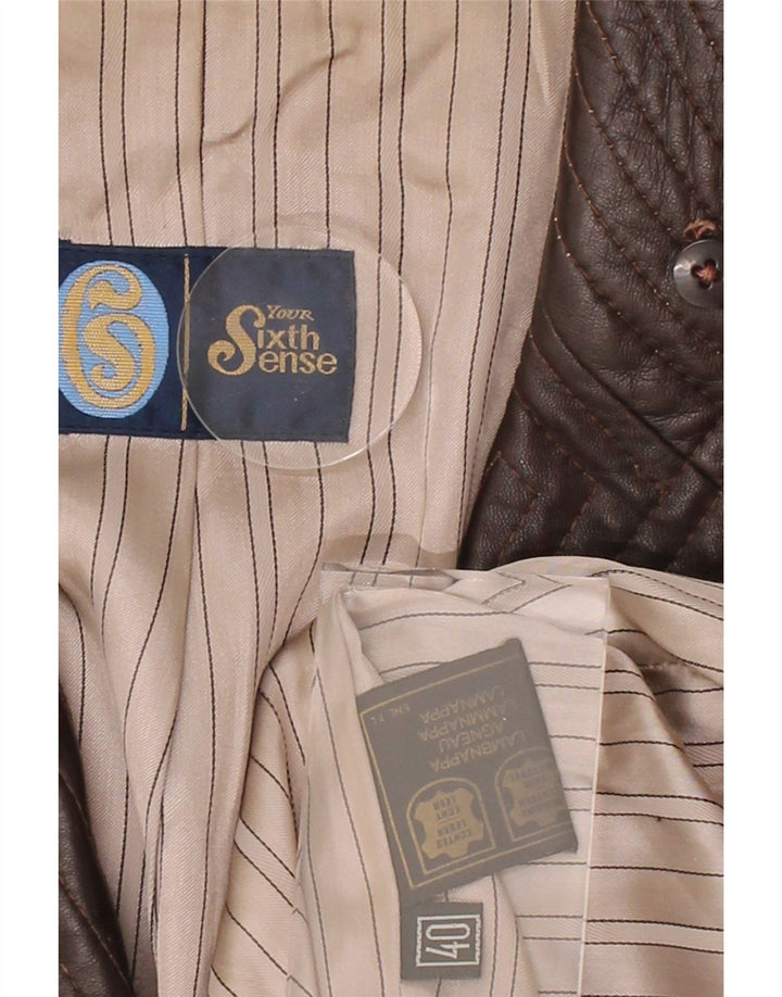 YOUR SIXTH SENSE Womens Leather Coat EU 40 Medium Brown Leather Vintage Your Sixth Sense and Second-Hand Your Sixth Sense from Messina Hembry 