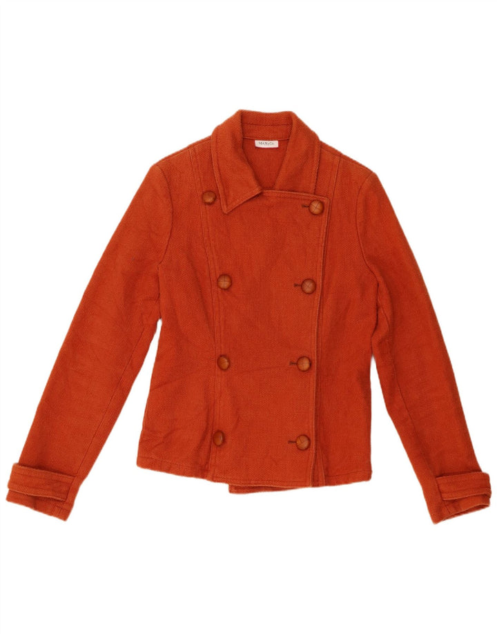 Casaco feminino Pea Coat UK 10 pequeno algodão laranja Max & Co.