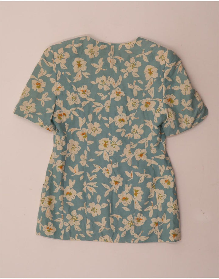 Jaqueta blazer feminina Franco Callegari com 4 botões Reino Unido 12 azul médio floral