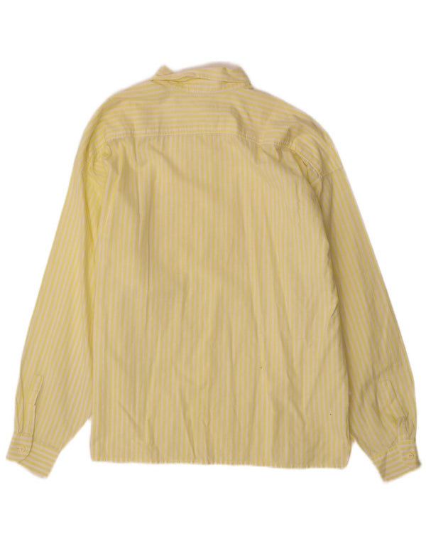 Camisa oversized feminina BENETTON IT 46 grande algodão listrado amarelo