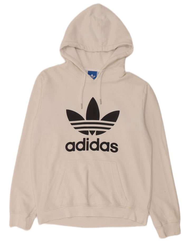 Adidas masculino gráfico moletom com capuz médio algodão branco