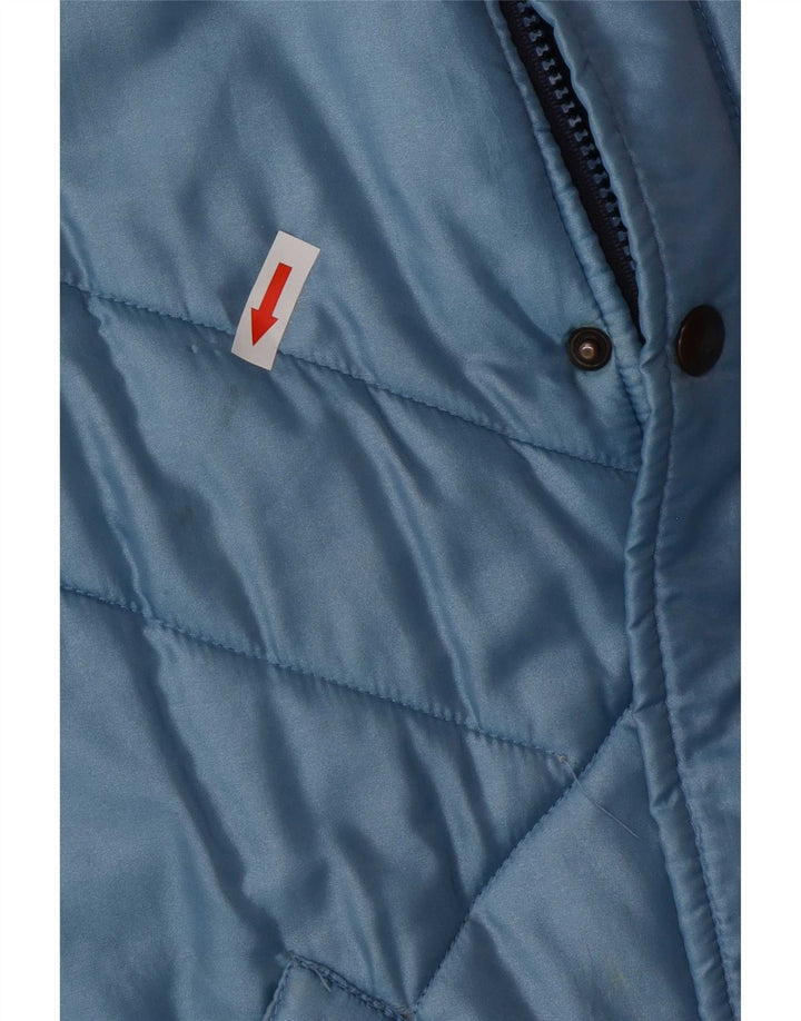 Jaqueta acolchoada masculina vintage UK 38 bloco colorido azul médio