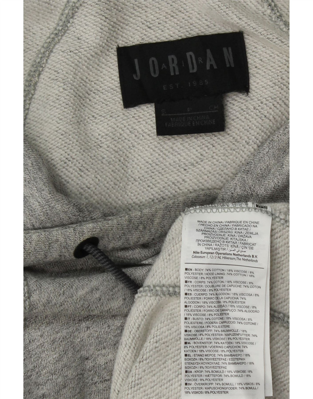 JORDAN Womens Long Sleeve Hoodie Dress UK 10Small Grey Flecked Cotton Vintage Jordan and Second-Hand Jordan from Messina Hembry 