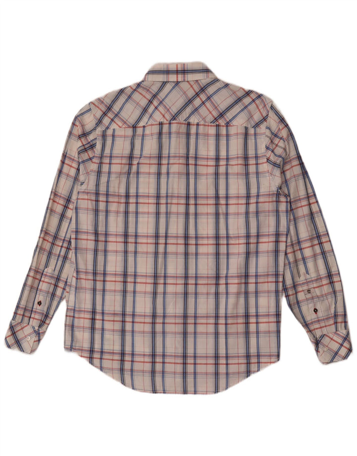 Camisa masculina Timberland Regular Fit médio branco xadrez algodão