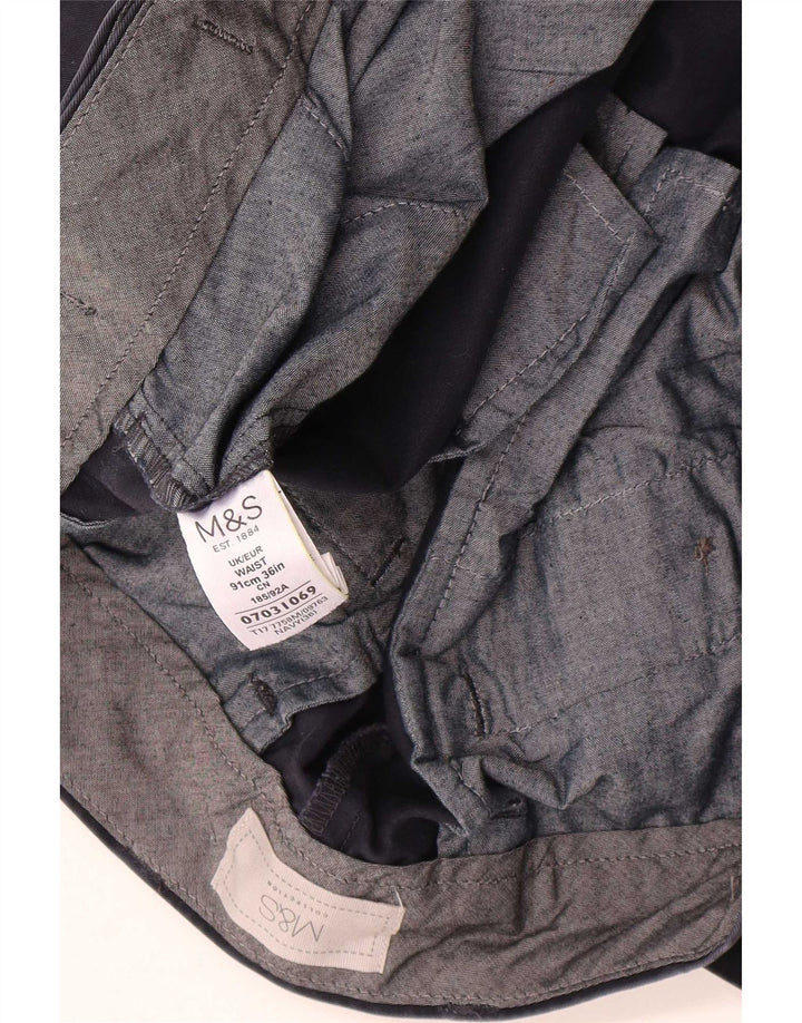 Shorts chino masculino Marks & Spencer W36 grande algodão azul marinho