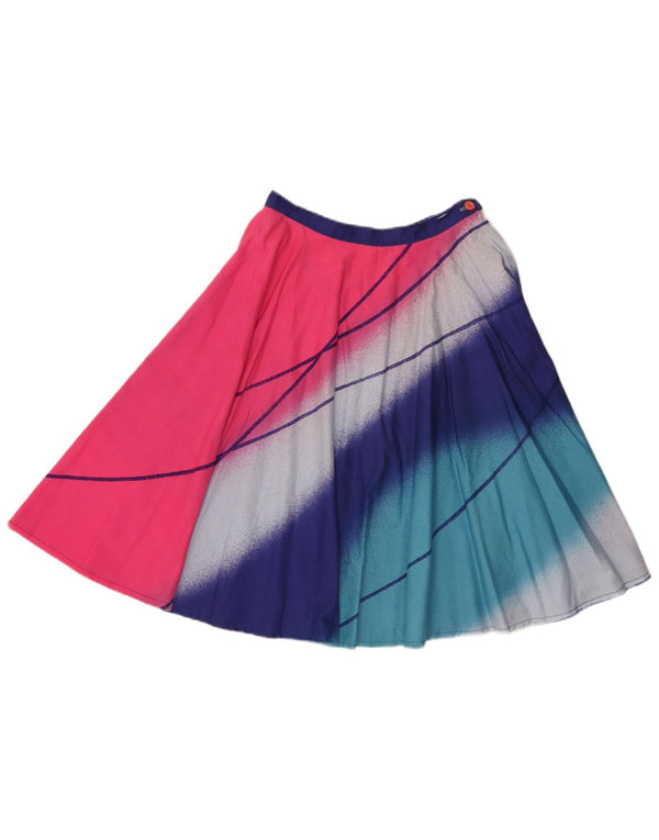 Saia vintage feminina linha A W26 pequeno bloco colorido multicolorido