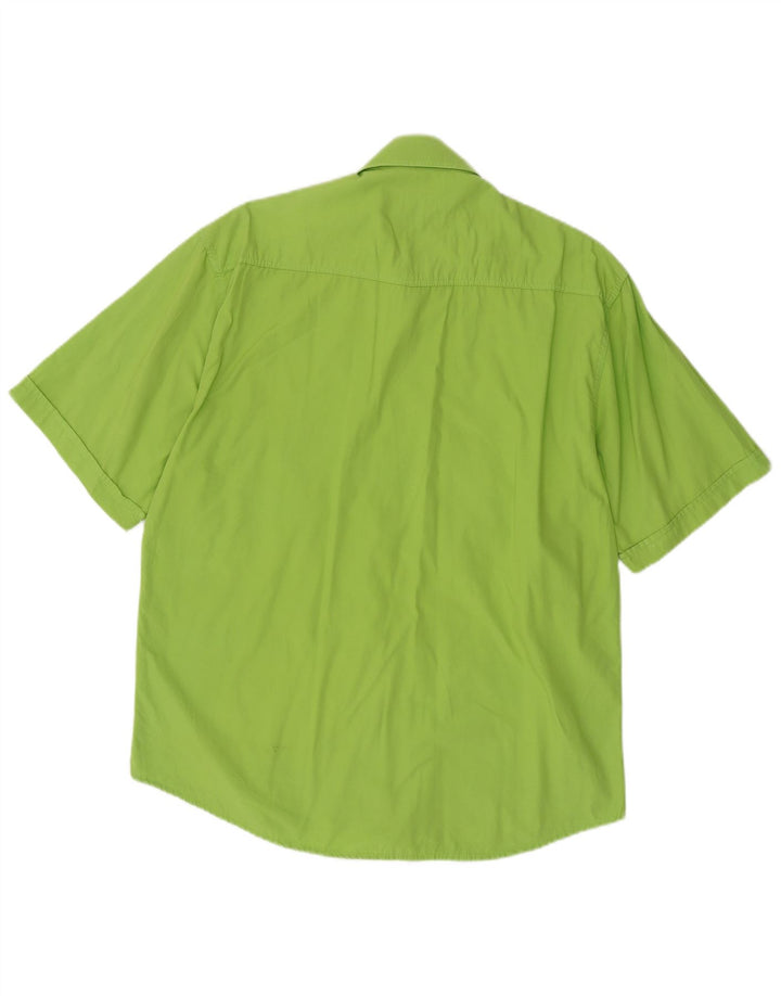 Camisa masculina Azzurra de manga curta verde médio