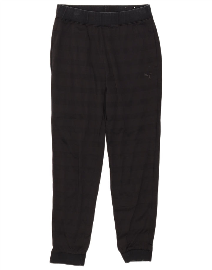 Calça de treino feminina Puma Joggers UK 10 pequena listrada preta de poliéster