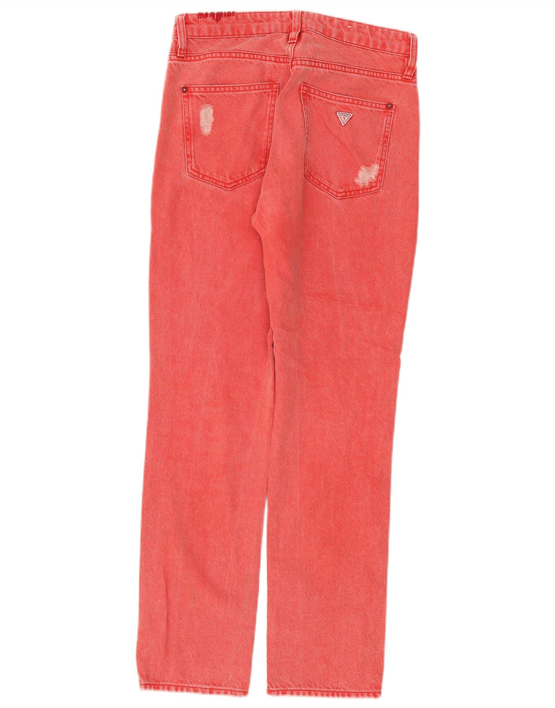 Guess Calça jeans reta feminina desgastada W26 L28 algodão vermelho