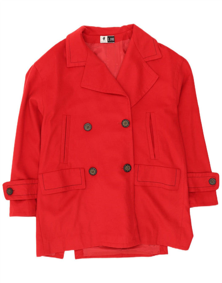Casaco feminino vintage com peito duplo IT 42 lã vermelha média