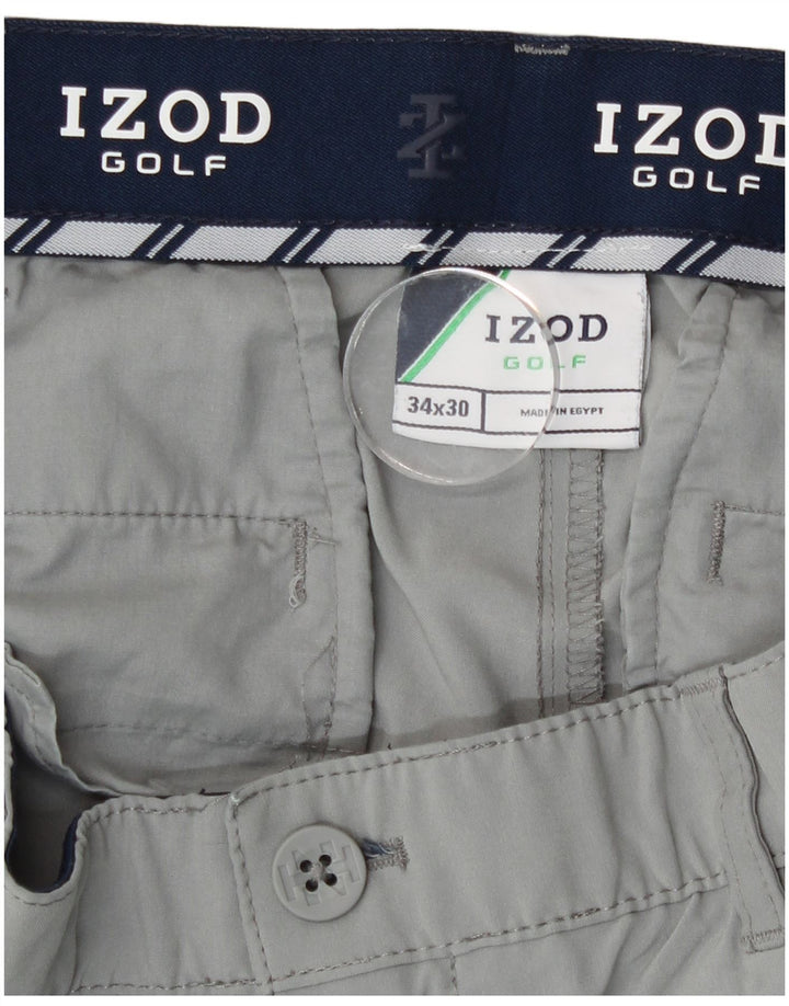 Calça Chino Masculina Izod W34 L30 Cinza Poliéster