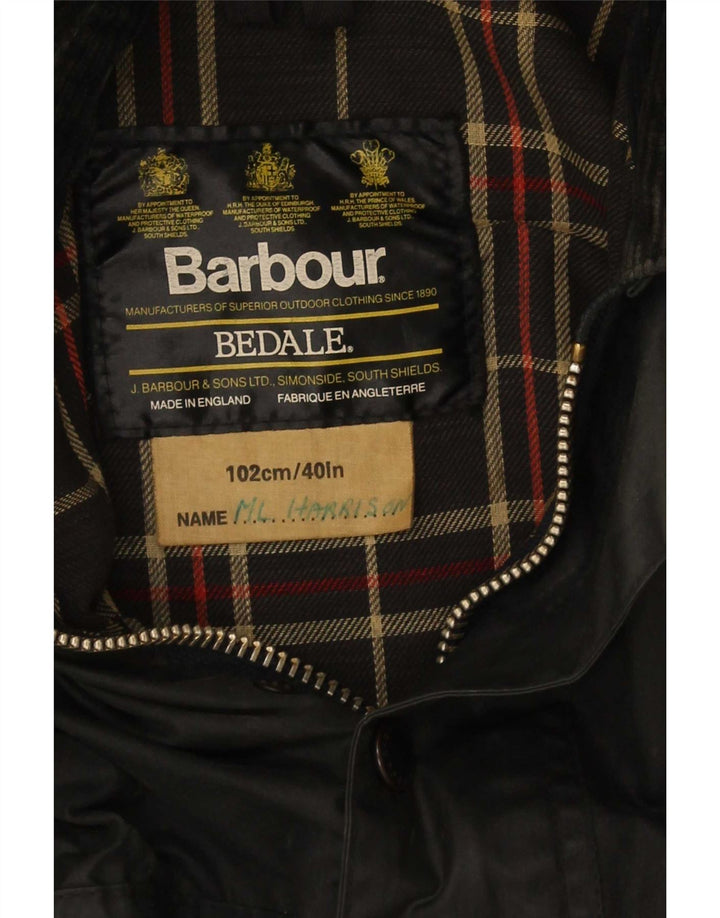 Jaqueta masculina Barbour Bedale de algodão encerado tamanho 40 preto médio