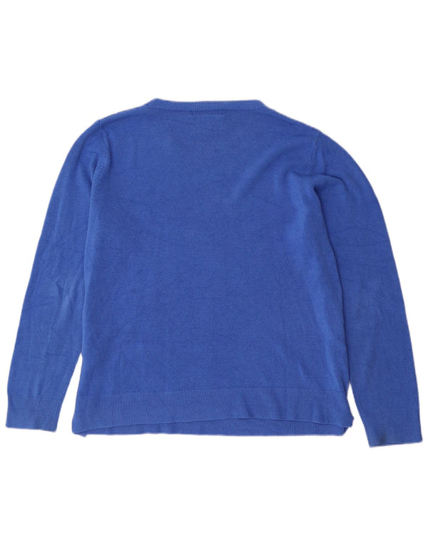 Suéter feminino Marks & Spencer com gola canoa Reino Unido 18 XL azul acrílico