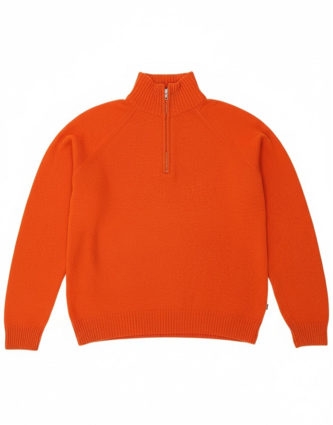 Suéter masculino Asics com zíper e gola alta em lã laranja médio