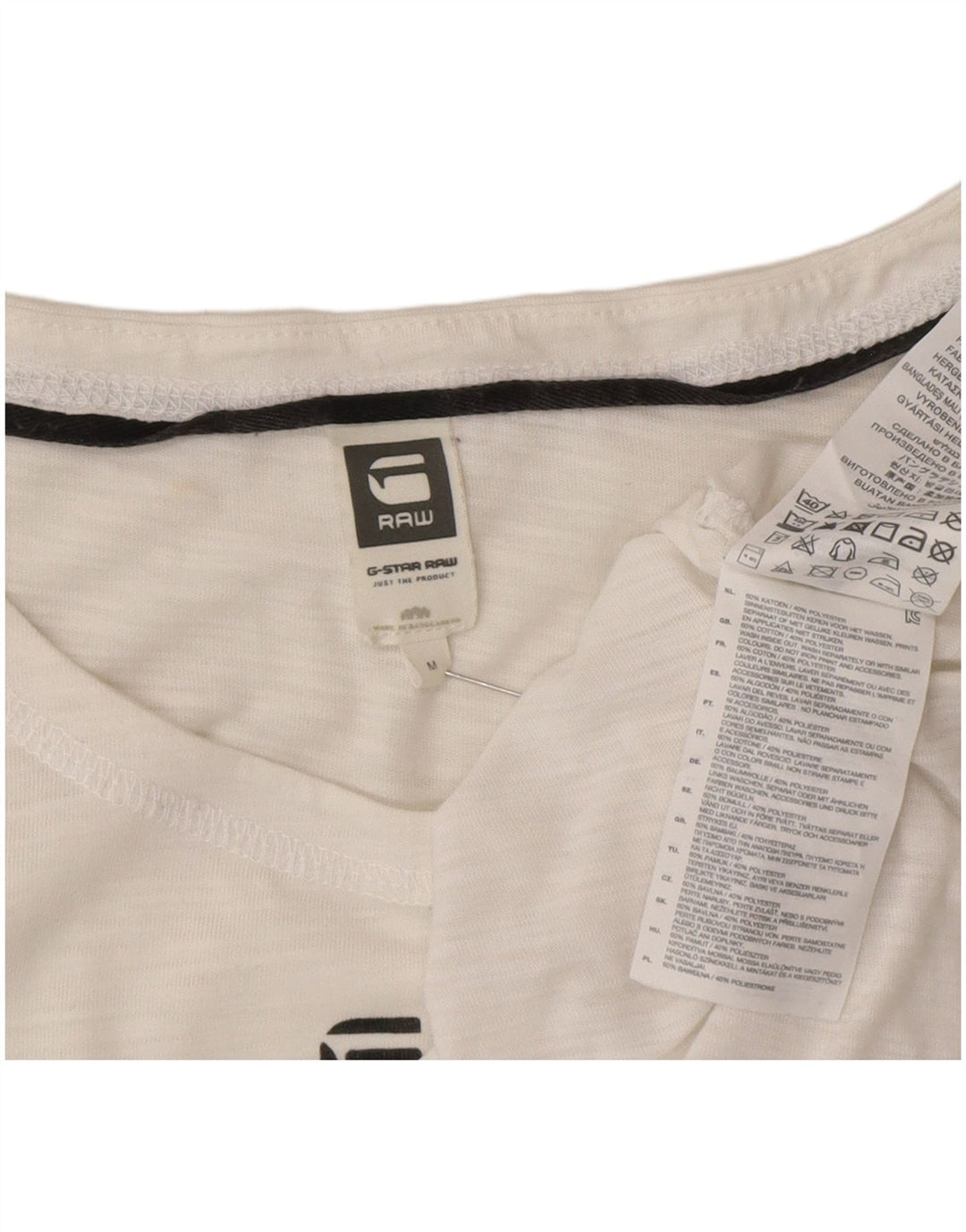 Camiseta gráfica masculina G-Star Top médio algodão manchado branco