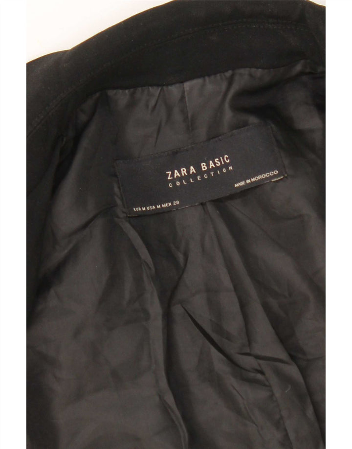 Zara Jaqueta Blazer Feminina Manga 3/4 Aberta Reino Unido 14 Médio Preto