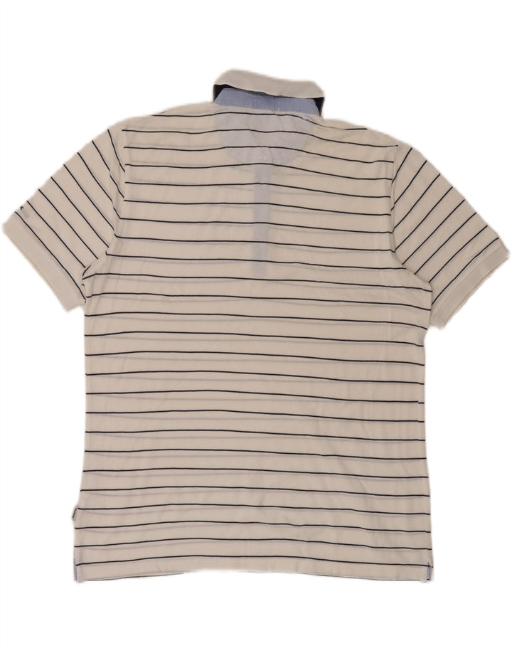 Camisa polo masculina Geox Respira Regular Fit grande listrada branca