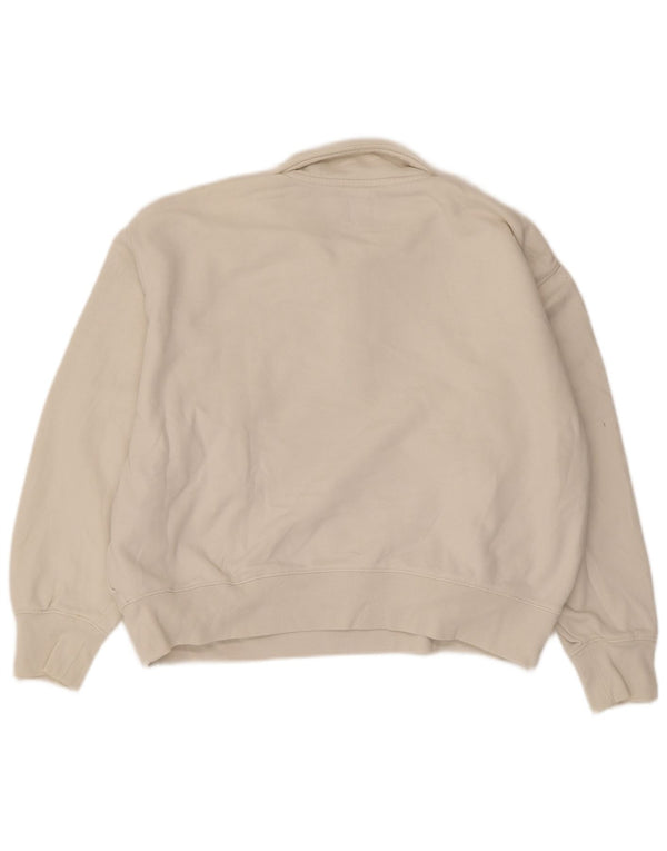 Suéter feminino Gap com gola polo e algodão branco médio UK 14