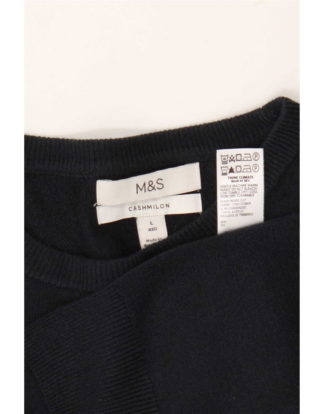 Suéter masculino Marks & Spencer com gola redonda grande acrílico azul marinho