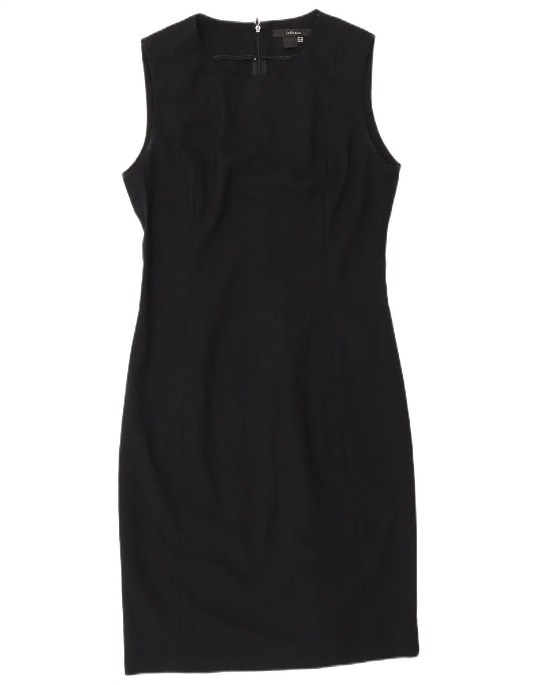Zara Vestido feminino sem mangas com bainha UE 42 grande preto