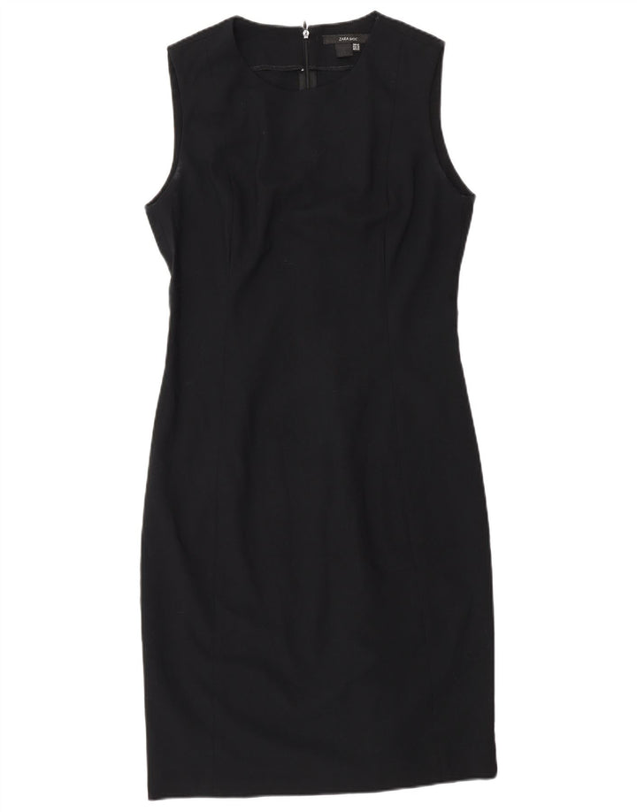 Zara Vestido feminino sem mangas com bainha UE 42 grande preto