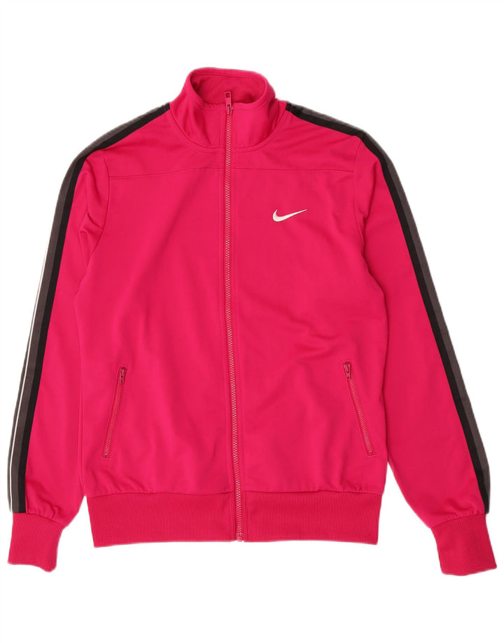 Nike Womens Tracksuit Top Jacket UK 14 Grande Rosa Colorblock Poliéster
