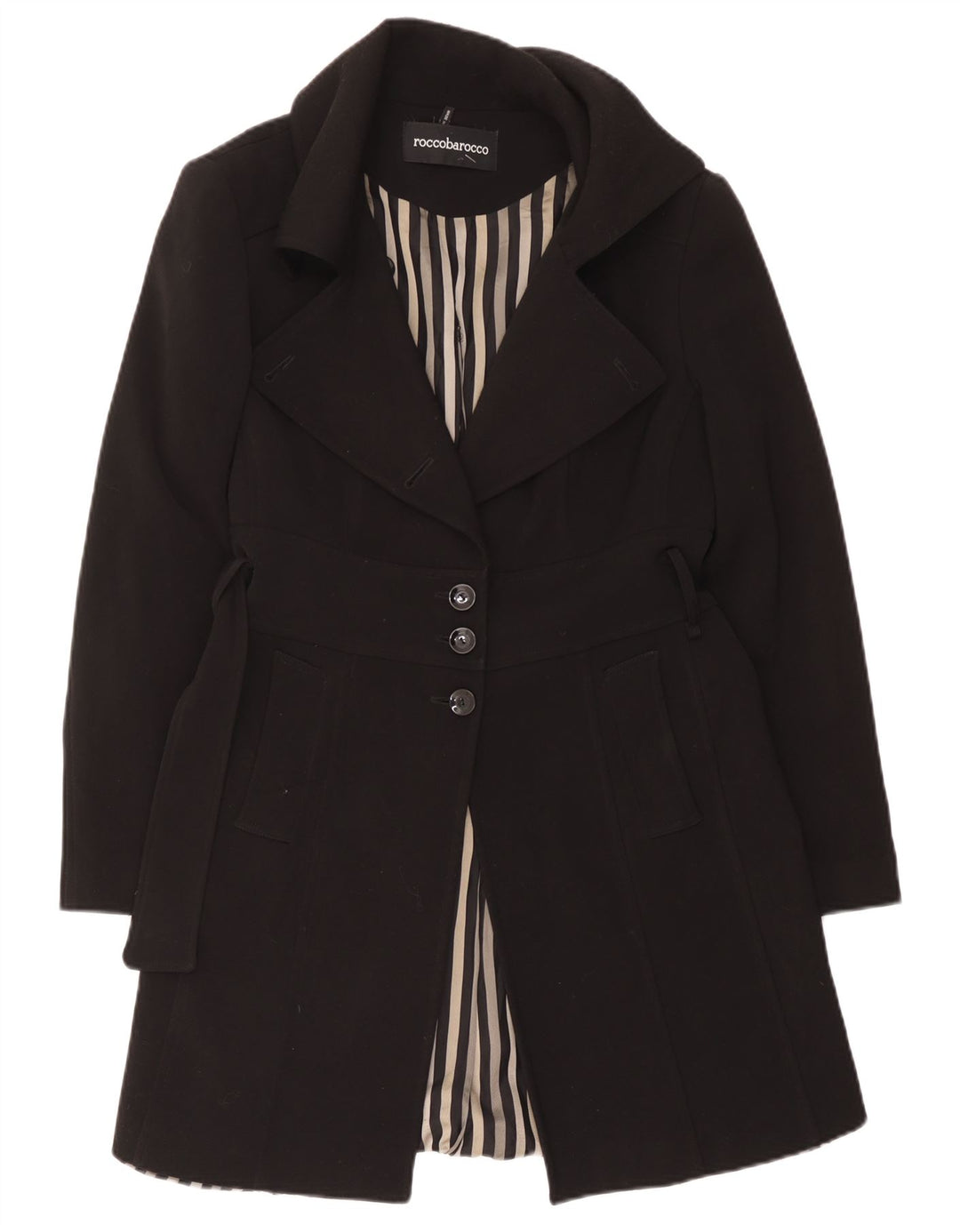Sobretudo feminino Roccobarocco IT 48 XL poliéster preto