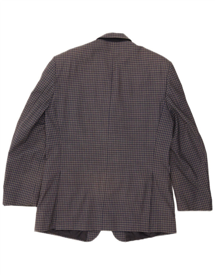 Jaqueta Blazer Masculina Renato Balestra com 3 Botões UK 38 Médio Azul Marinho Xadrez