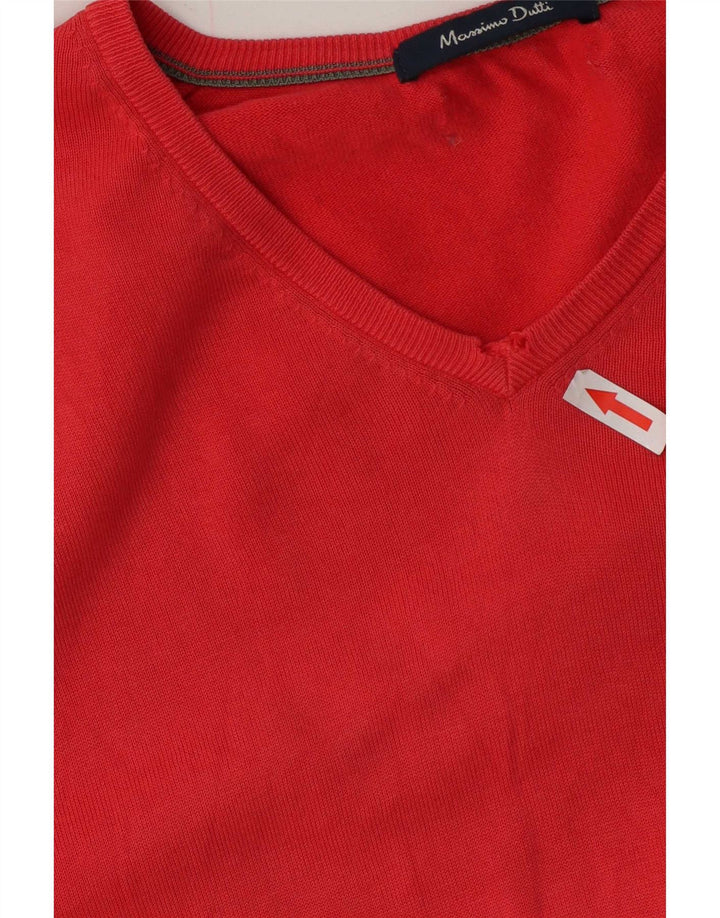 Suéter masculino Massimo Dutti com decote em V grande vermelho
