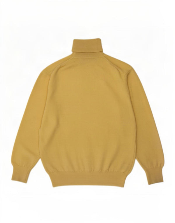 Suéter masculino vintage com gola redonda, amarelo médio