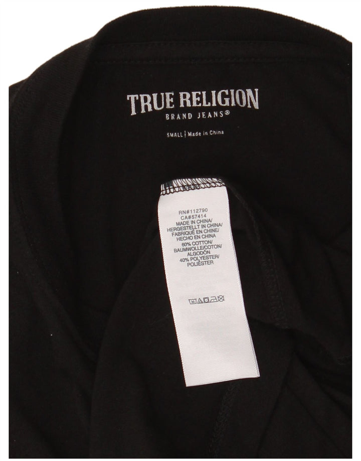 True Religion Mens Gráfico Top Manga Longa Pequeno Algodão Preto