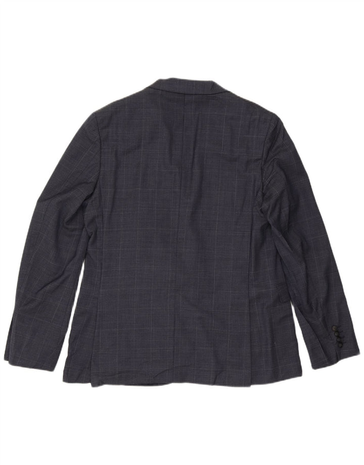 Jaqueta Blazer Slim Masculina de 2 Botões Marks & Spencer Reino Unido 42 XL Azul Marinho Xadrez