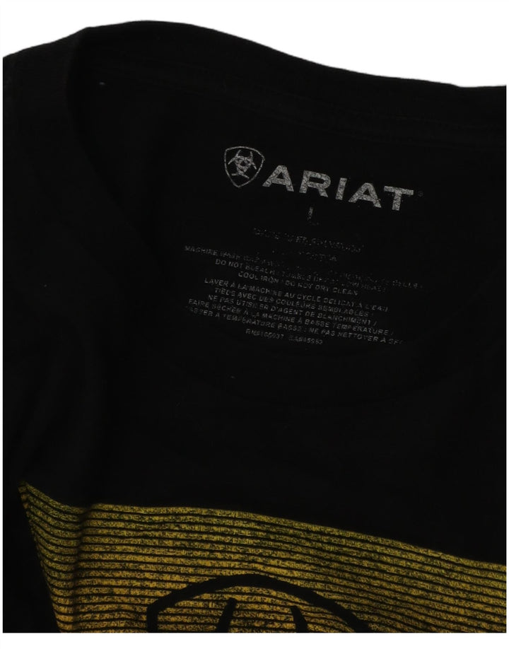 Camiseta masculina gráfica ARIAT Top grande de algodão preto