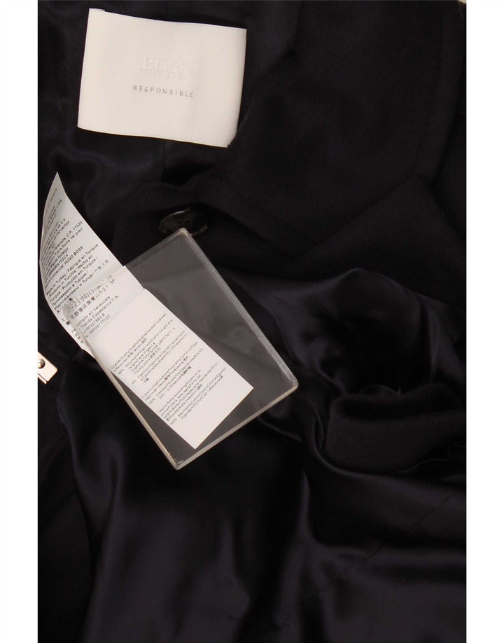 Sobretudo feminino Hugo Boss US 4 pequeno lã azul marinho