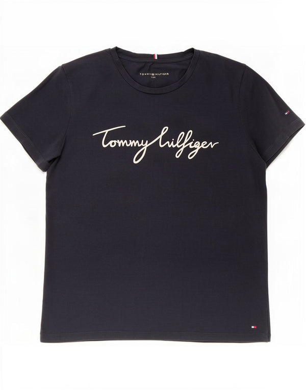 Camiseta feminina Tommy Hilfiger com estampa gráfica UK 22 3XL algodão azul marinho