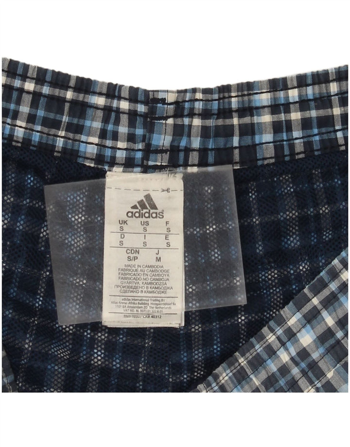 Shorts de natação masculinos Adidas pequeno poliéster azul guingão