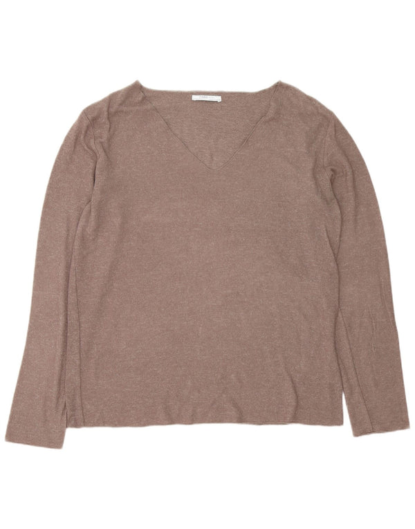 Top feminino Zara manga comprida UK 18 XL marrom