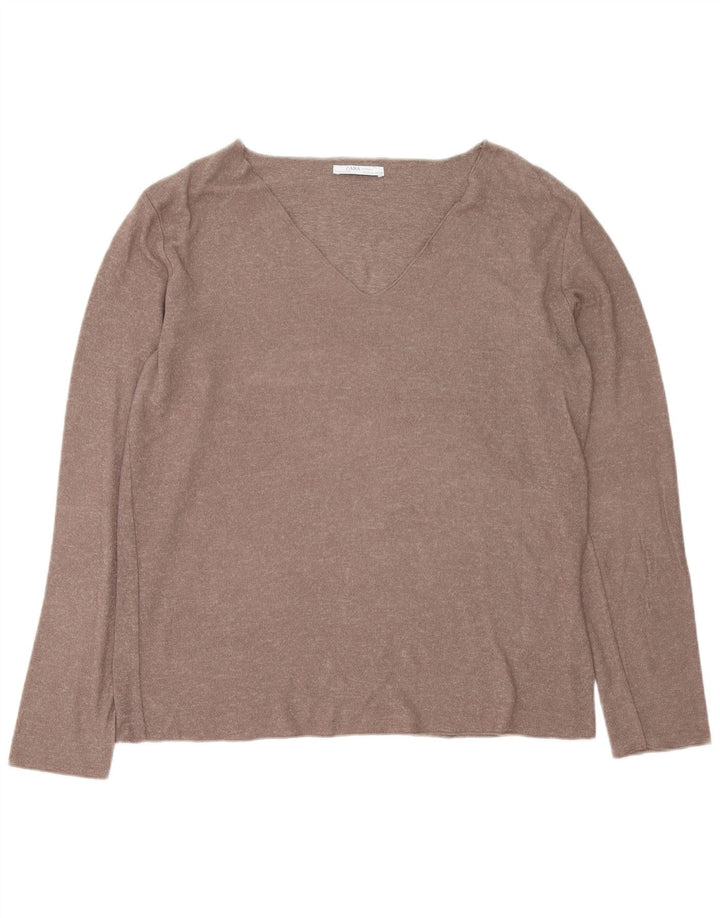 Top feminino Zara manga comprida UK 18 XL marrom