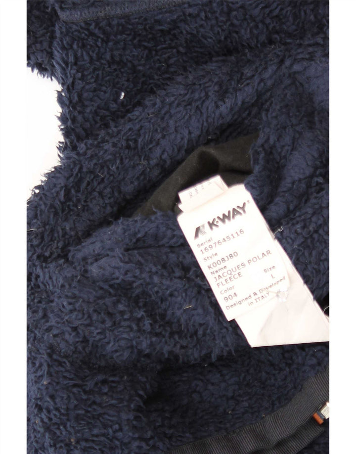 Jaqueta masculina de lã reversível com capuz K-Way Reino Unido 40 grande poliéster azul marinho