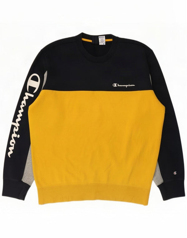 Champion Mens Graphic Sweatshirt Jumper XL Azul marinho Colorblock Algodão