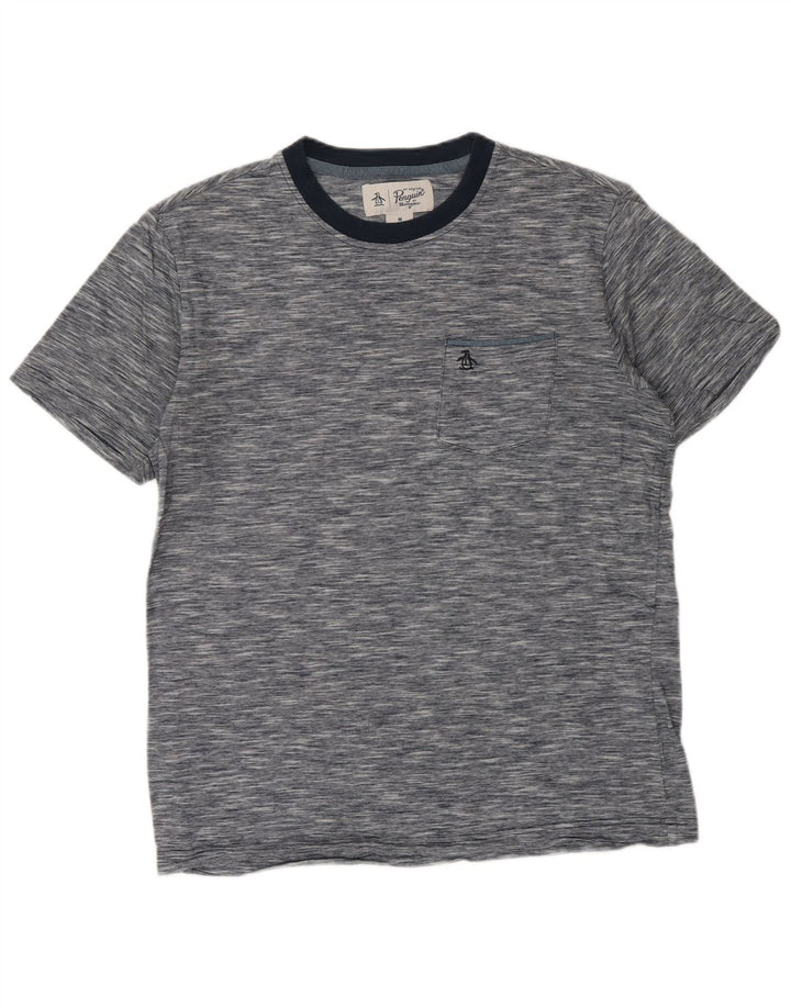 Camiseta masculina PENGUIN Top médio algodão manchado azul marinho