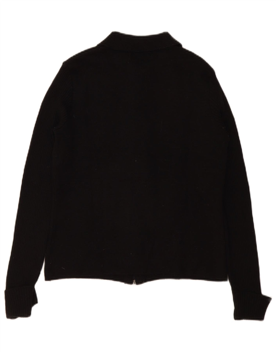Suéter cardigã feminino Zara com zíper completo Reino Unido 12 lã preta média