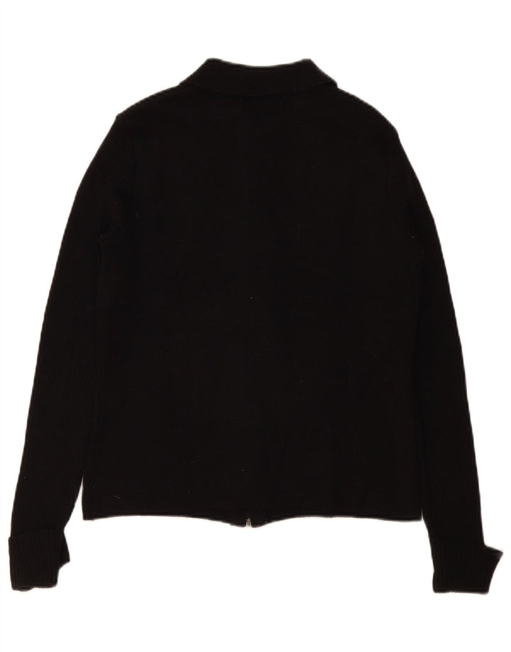 Suéter cardigã feminino Zara com zíper completo Reino Unido 12 lã preta média